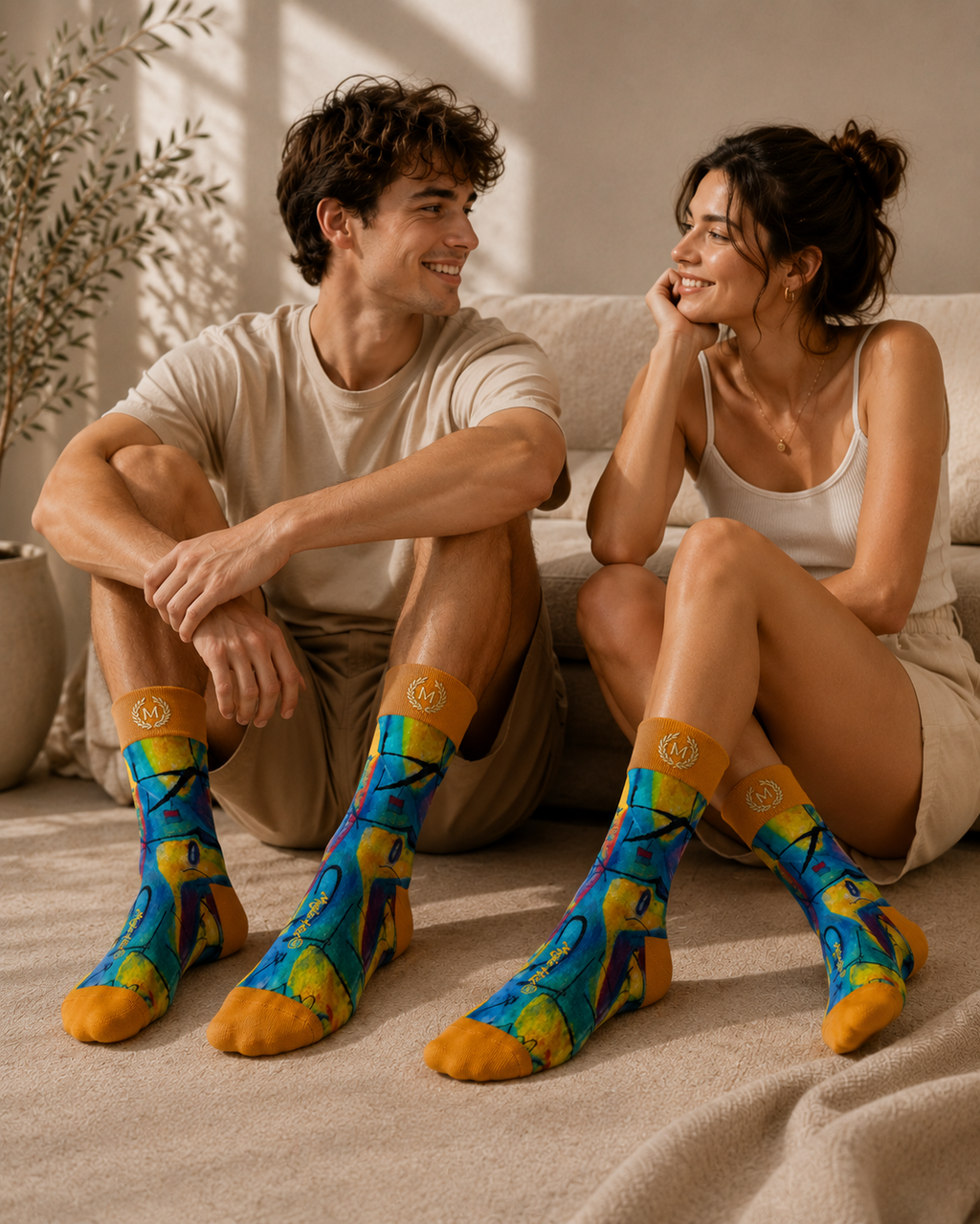Bruce Mishell Art Unisex Cotton Blend Crew Socks – Colorful Wearable Art Collection