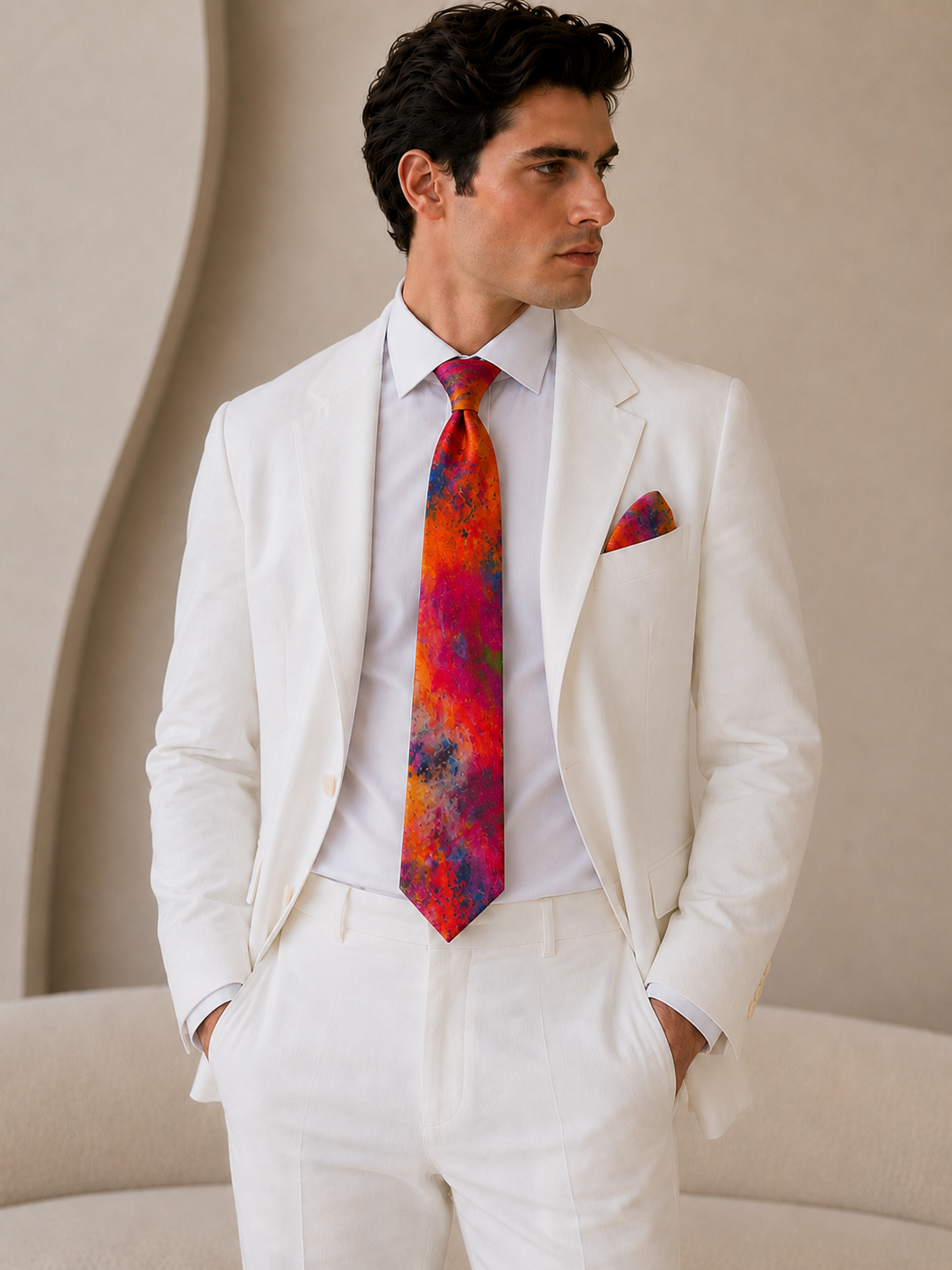Bruce Mishell Art 100% Mulberry Silk Tie & Pocket Square Collection – 7 Exclusive Designs