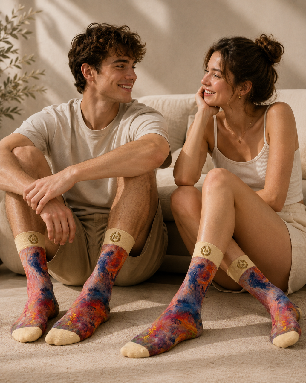 Bruce Mishell Art Unisex Cotton Blend Crew Socks – Colorful Wearable Art Collection