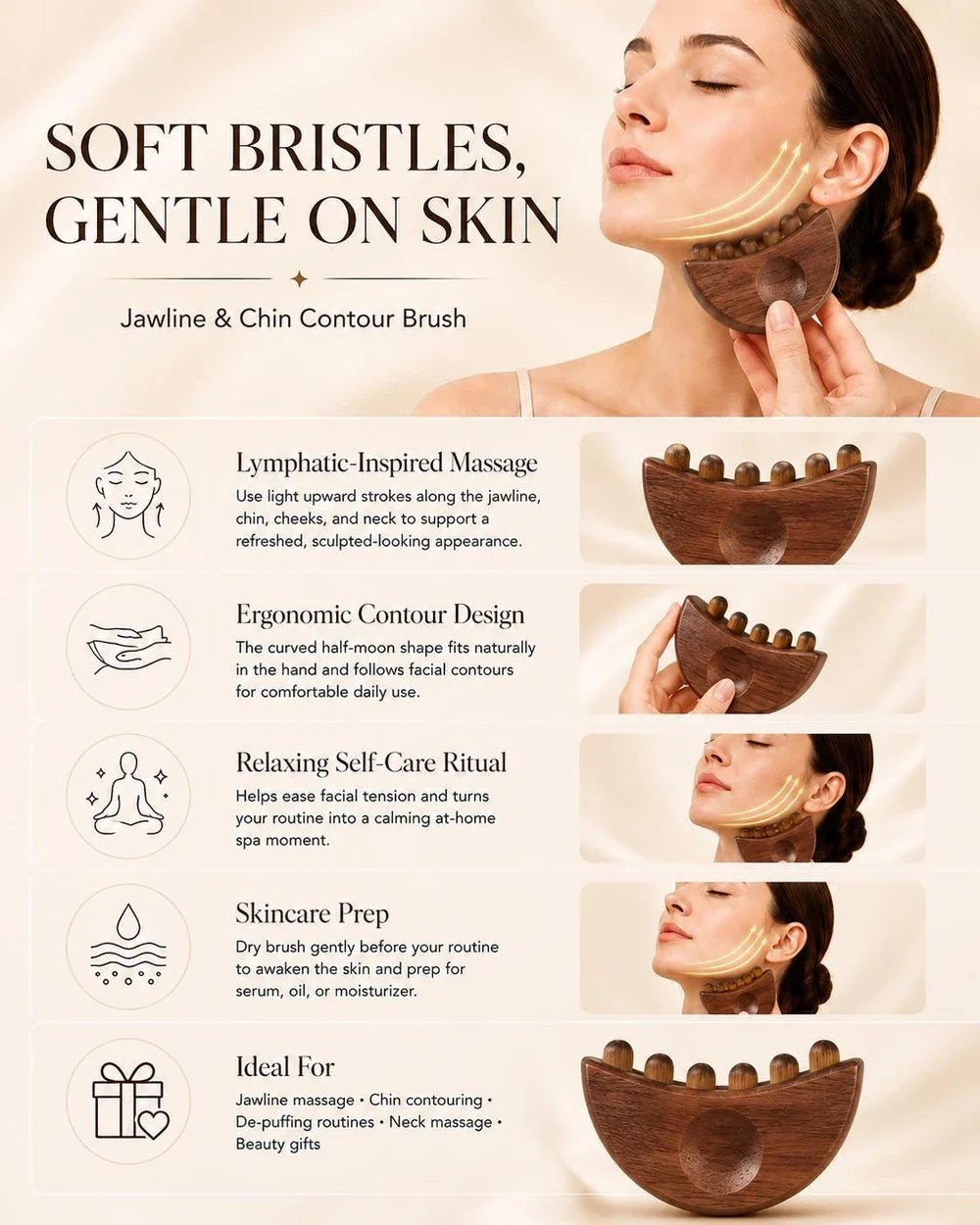 Lymphatic Contour Wood Face Brush