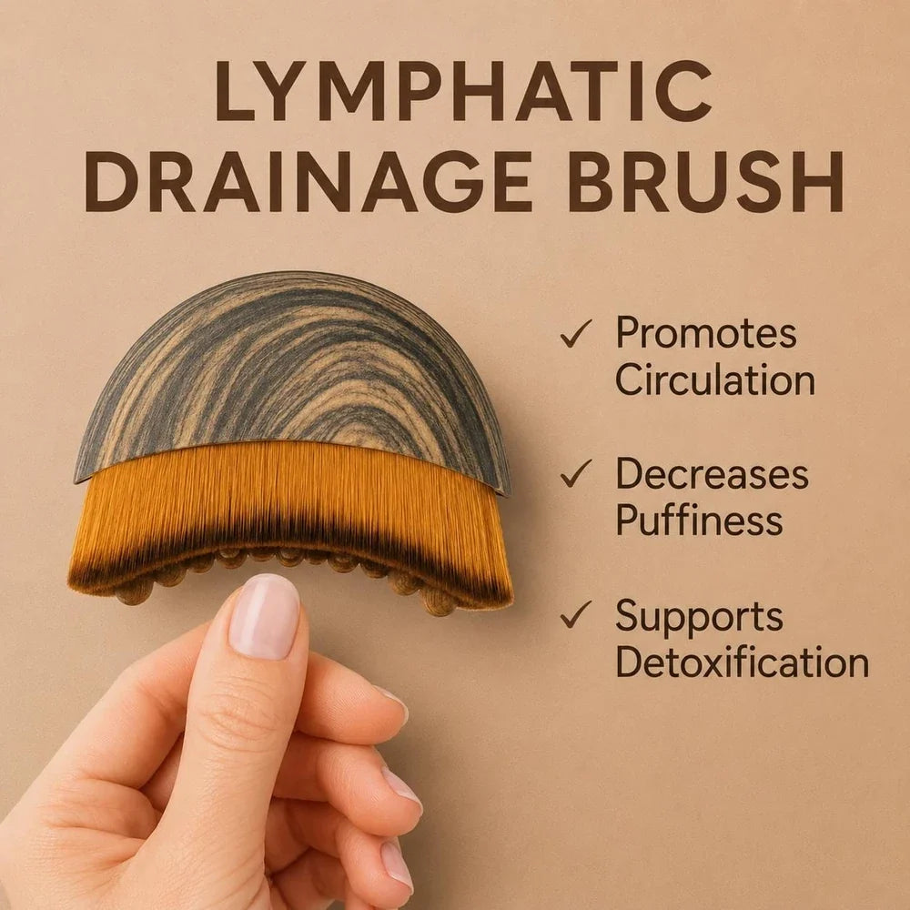 Lymphatic Drainage Face massage Brush Wood & Lucite