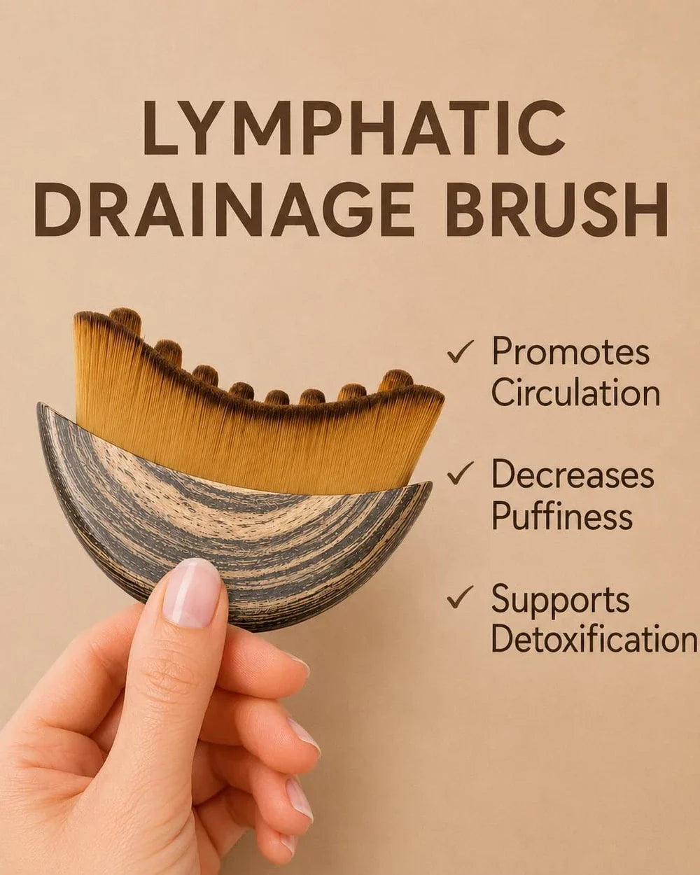 Lymphatic Drainage Face massage Brush Wood & Lucite