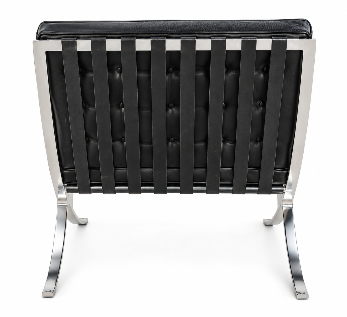 Vintage Mid-Century Barcelona Style Lounge Chair in Black Leather & Chrome, c. 1970s