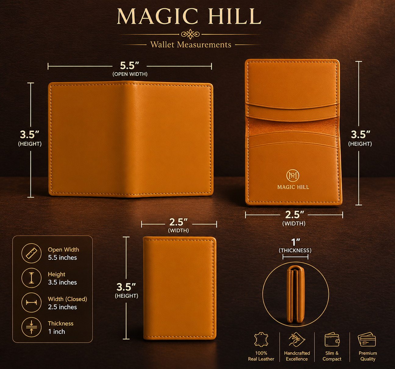Magic Hill Italian Genuine Leather Card Wallet – Compact Unisex Wallet (Copy)