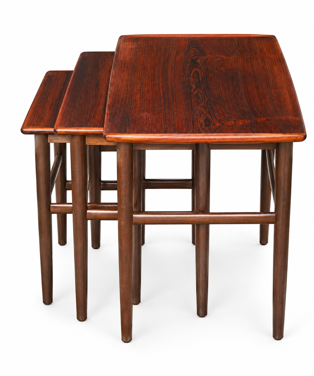 Mid-Century Danish Modern Rosewood Nesting Tables, Set of Three, Denmark, c. 1960s