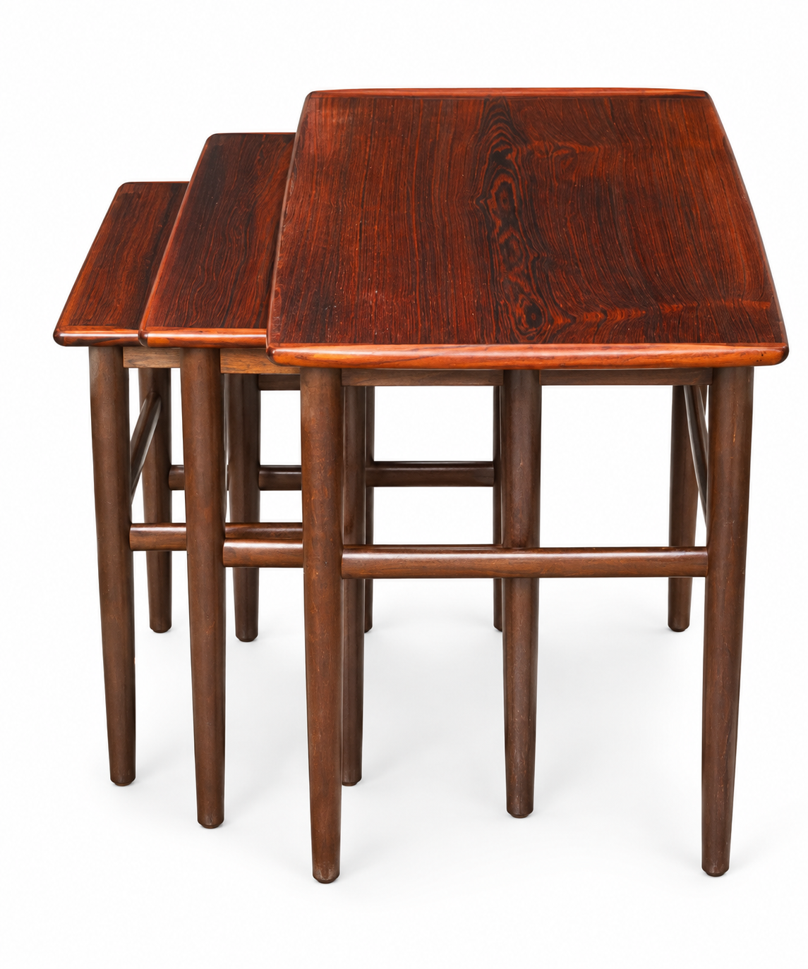 Mid-Century Danish Modern Rosewood Nesting Tables, Set of Three, Denmark, c. 1960s