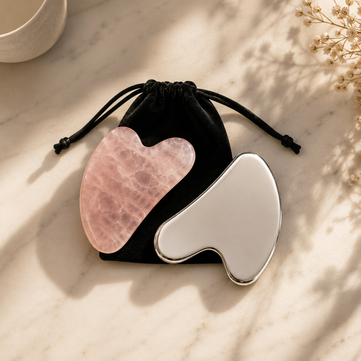 Natural Rose Quartz Gua Sha – Facial Massage & Sculpting Tool