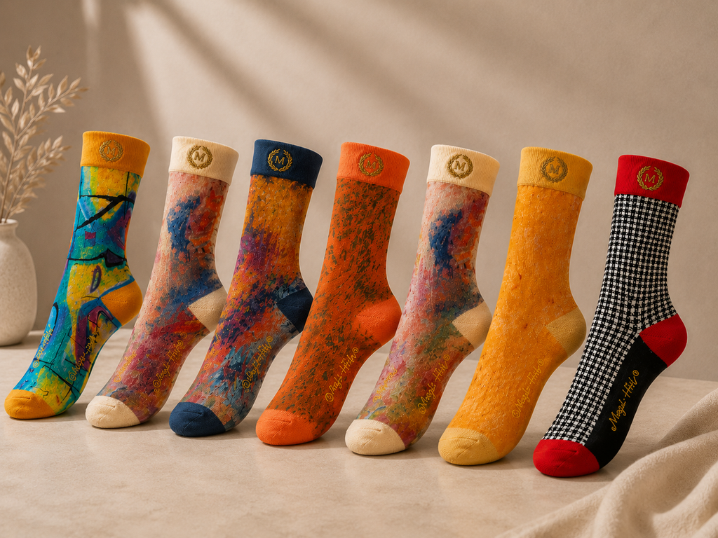 Bruce Mishell Art Unisex Cotton Blend Crew Socks – Colorful Wearable Art Collection