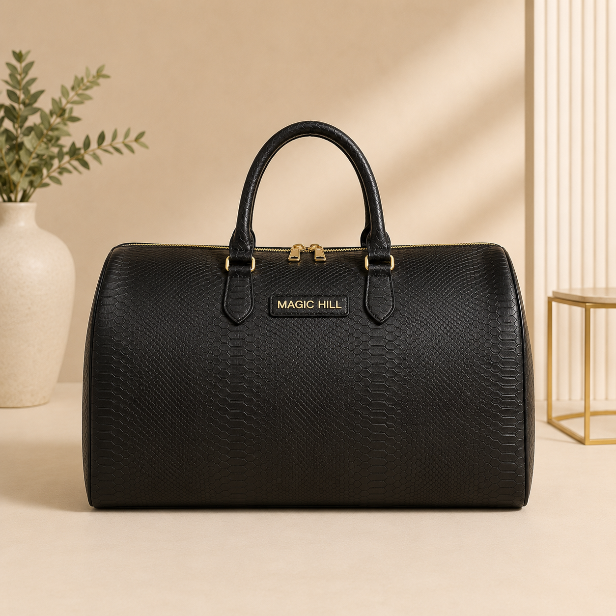 MAGIC HILL™ Vegan Leather Travel Duffle Bag – Luxury Weekender & Carry-On