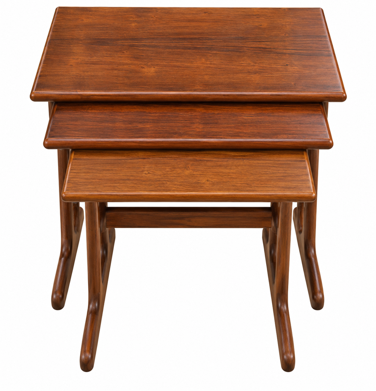1960s Danish Modern Rosewood Nesting Tables – Set of 3 with Sculptural T-Shaped Bases