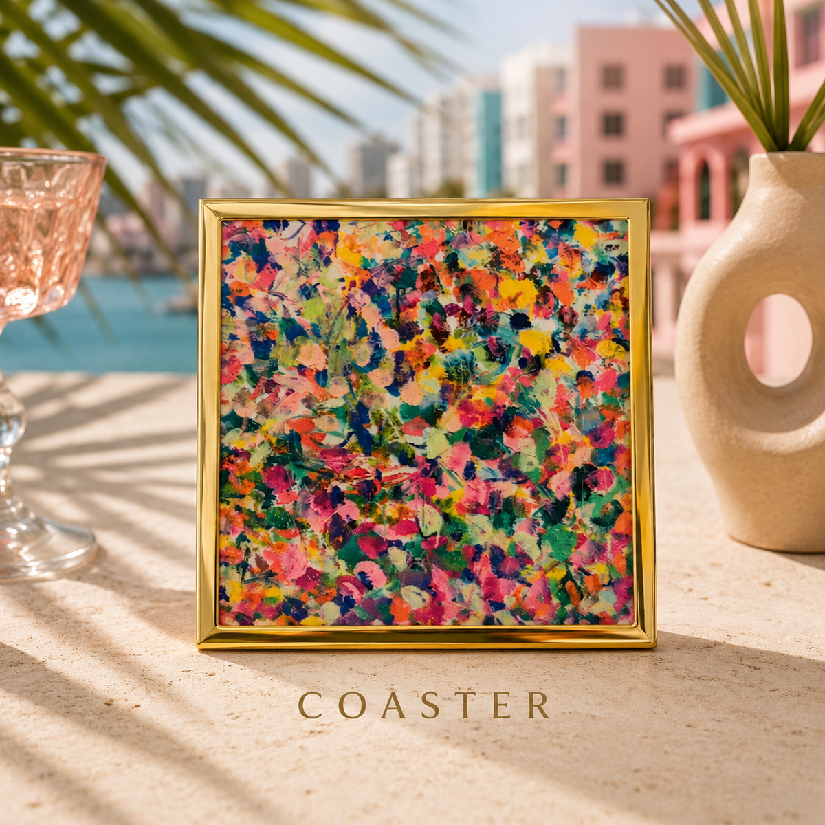 Bruce Mishell Art Coaster Set – 4 Ceramic Brass-Trim Coasters in Gift Box (Copy) (Copy) (Copy)