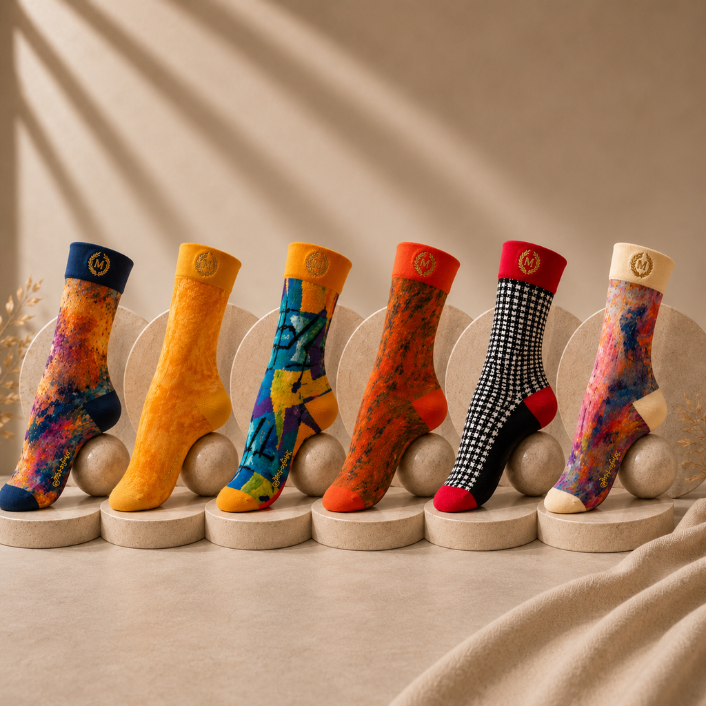 Bruce Mishell Art Unisex Cotton Blend Crew Socks – Colorful Wearable Art Collection