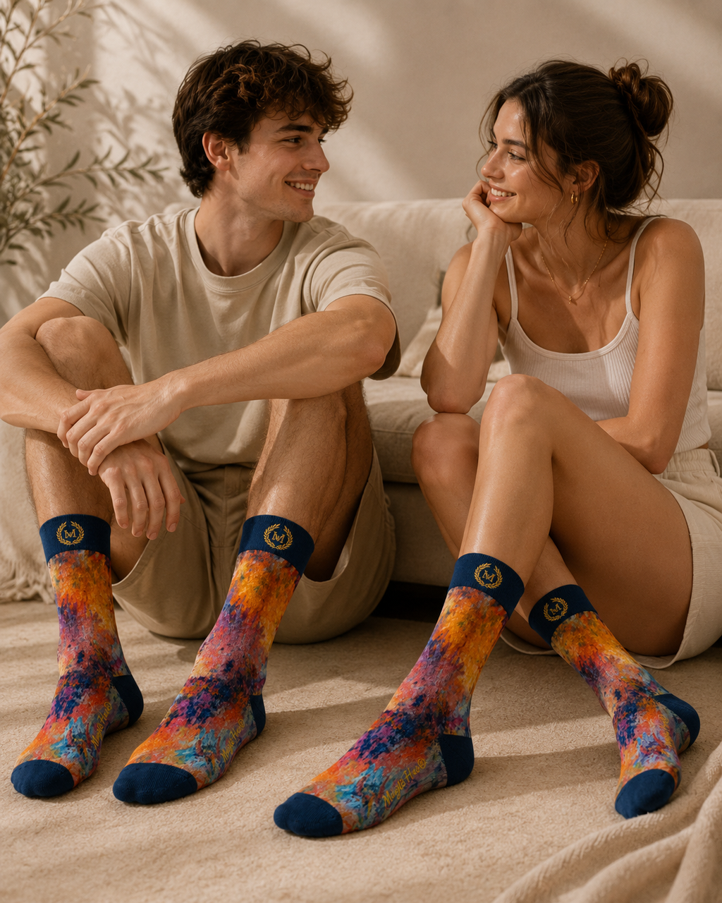Bruce Mishell Art Unisex Cotton Blend Crew Socks – Colorful Wearable Art Collection