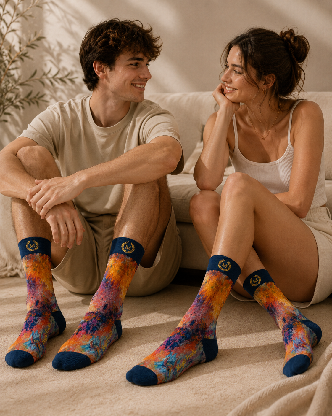 Bruce Mishell Art Unisex Cotton Blend Crew Socks – Colorful Wearable Art Collection