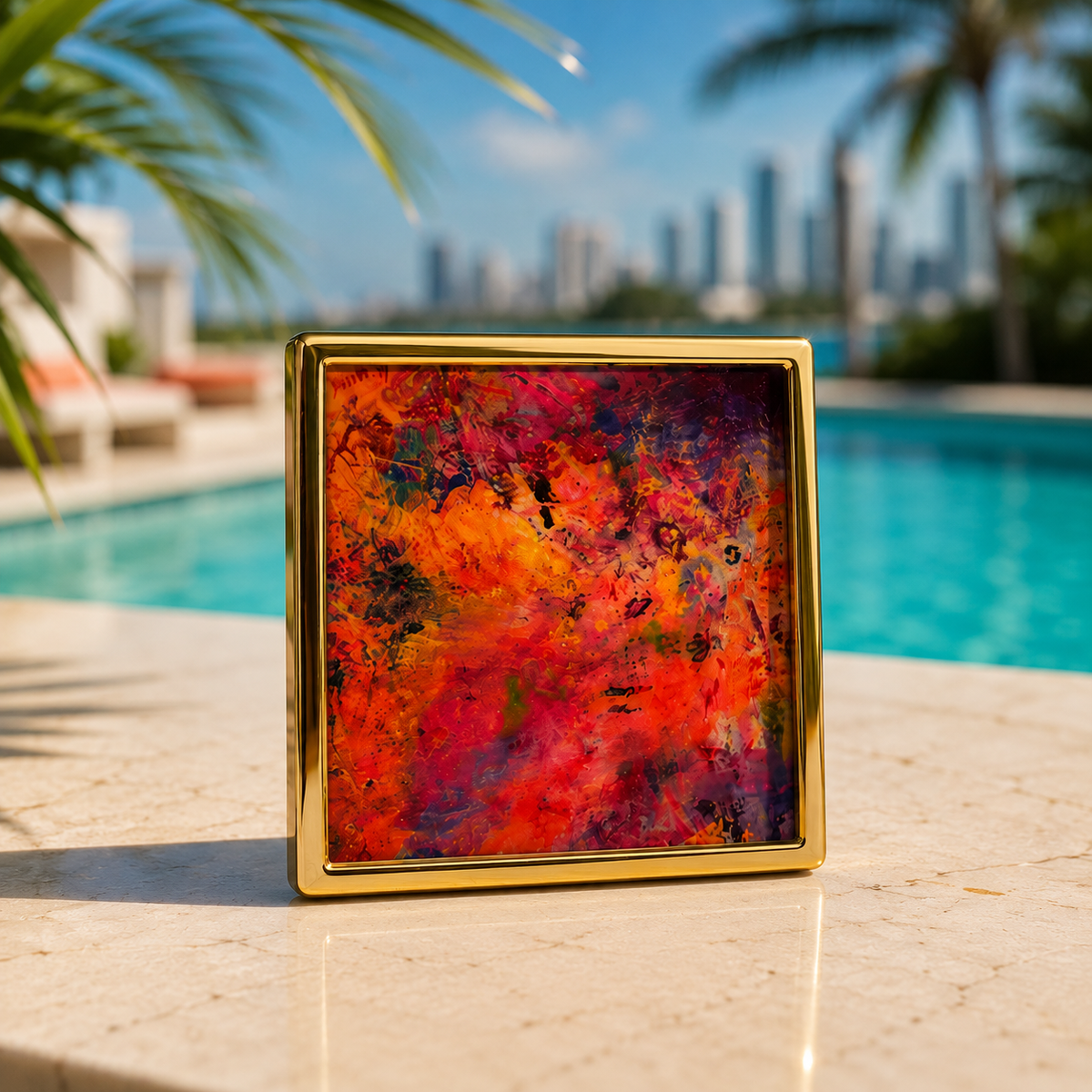 Bruce Mishell Art Coaster Set – 4 Ceramic Brass-Trim Coasters in Gift Box (Copy) (Copy) (Copy)