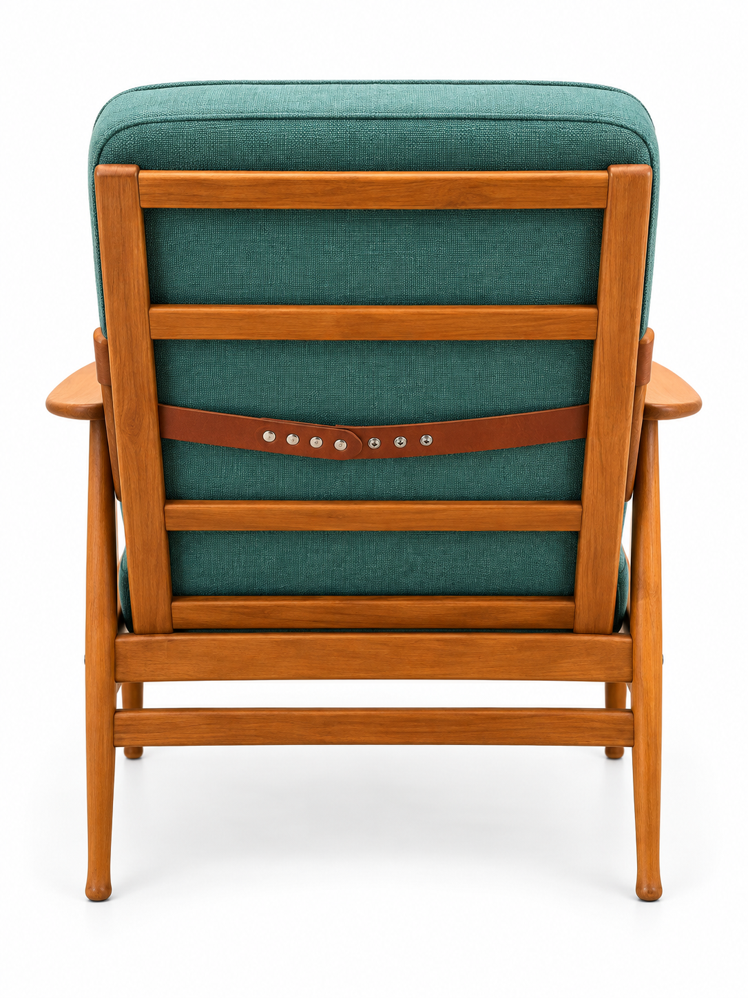 Mid-Century Scandinavian Reclining Lounge Chair & Ottoman, Oak, Original Green Upholstery, c. 1960s