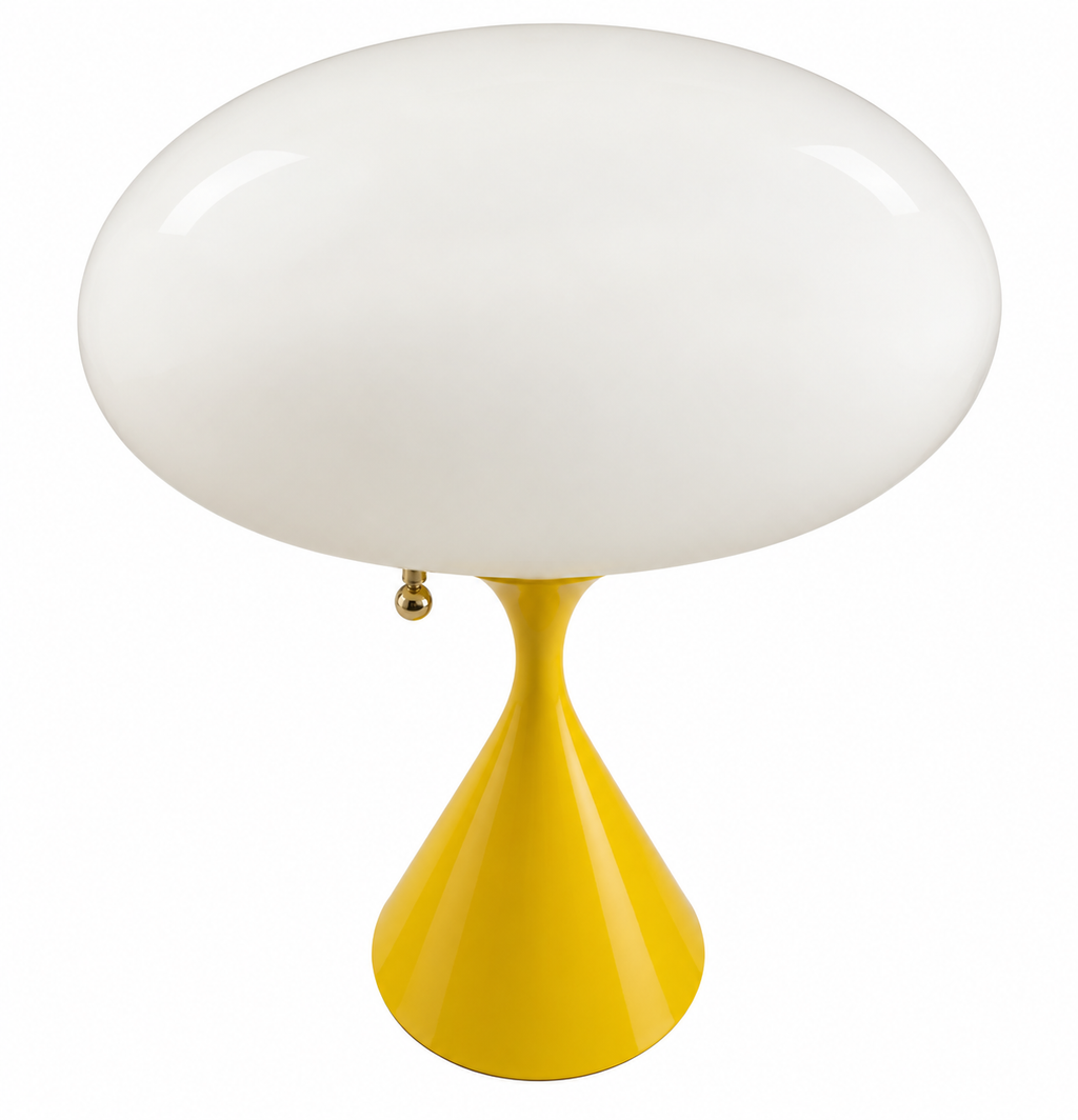 Laurel Style Mid-Century Modern Yellow Tulip Table Lamp with White Mushroom Shade