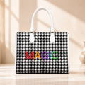 MAGIC HILL™ Houndstooth Vegan Leather Tote Bag – Multicolor MAGIC Designer Handbag