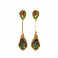 18K Gold-Filled Hand-Crocheted Tulip Earrings with Multicolor Crystals