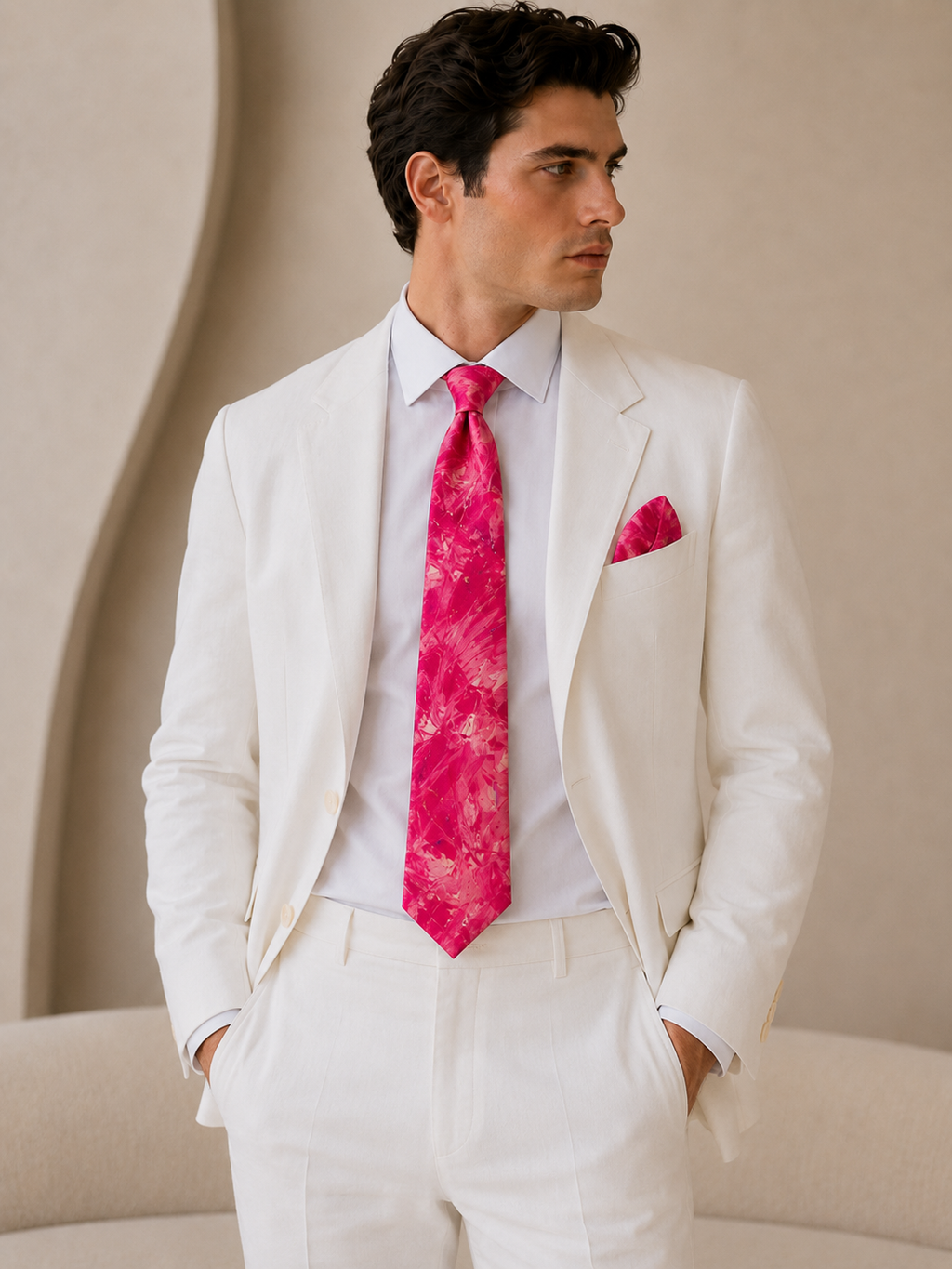 Bruce Mishell Art 100% Mulberry Silk Tie & Pocket Square Collection – 7 Exclusive Designs