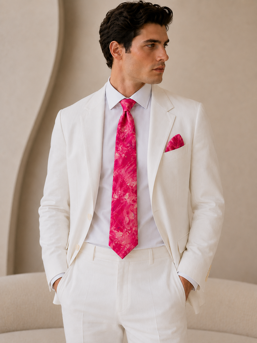 Bruce Mishell Art 100% Mulberry Silk Tie & Pocket Square Collection – 7 Exclusive Designs