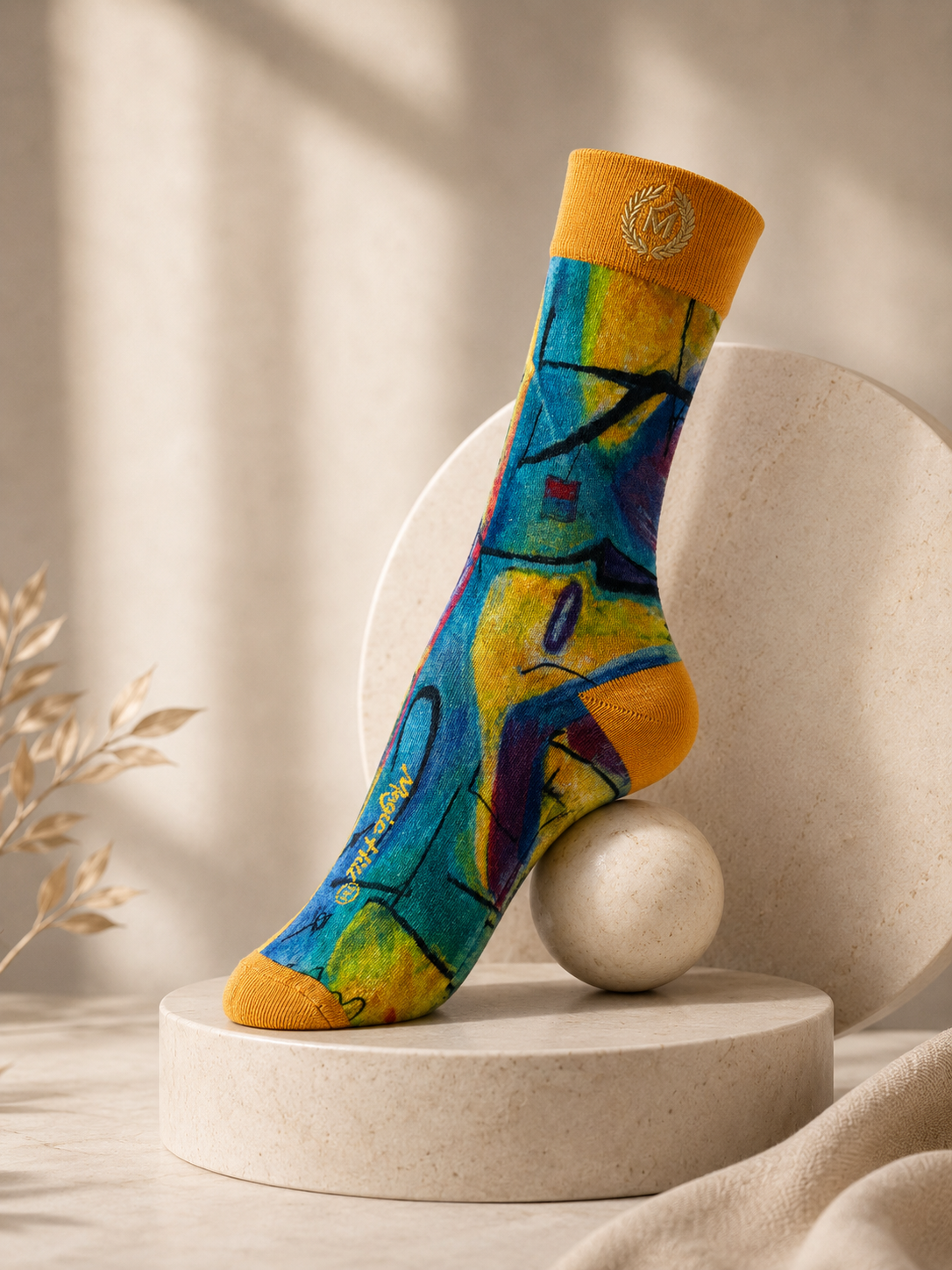 Bruce Mishell Art Unisex Cotton Blend Crew Socks – Colorful Wearable Art Collection