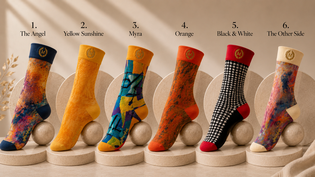 Bruce Mishell Art Unisex Cotton Blend Crew Socks – Colorful Wearable Art Collection