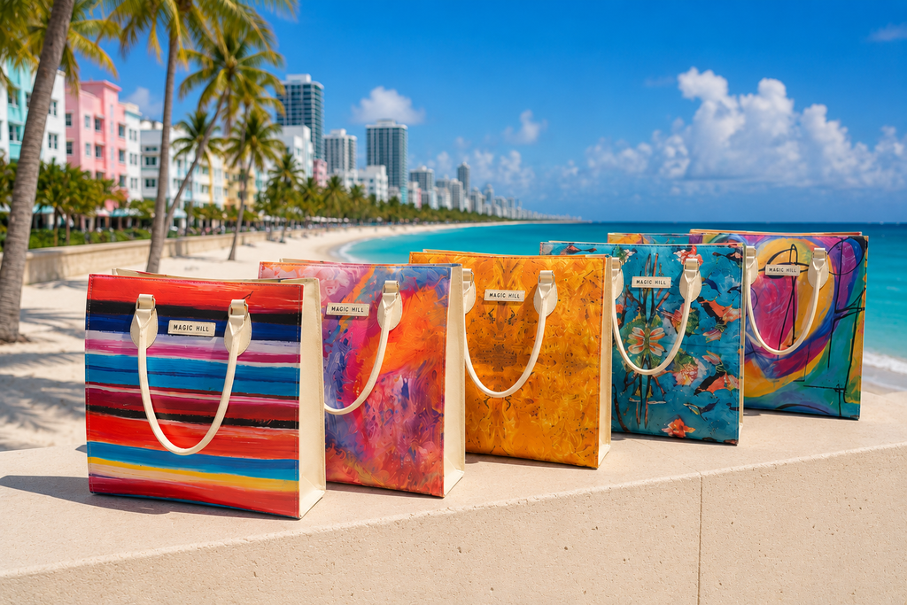 MAGIC HILL™ Bruce Mishell Art Vegan Leather Tote Bag – Designer Carryall