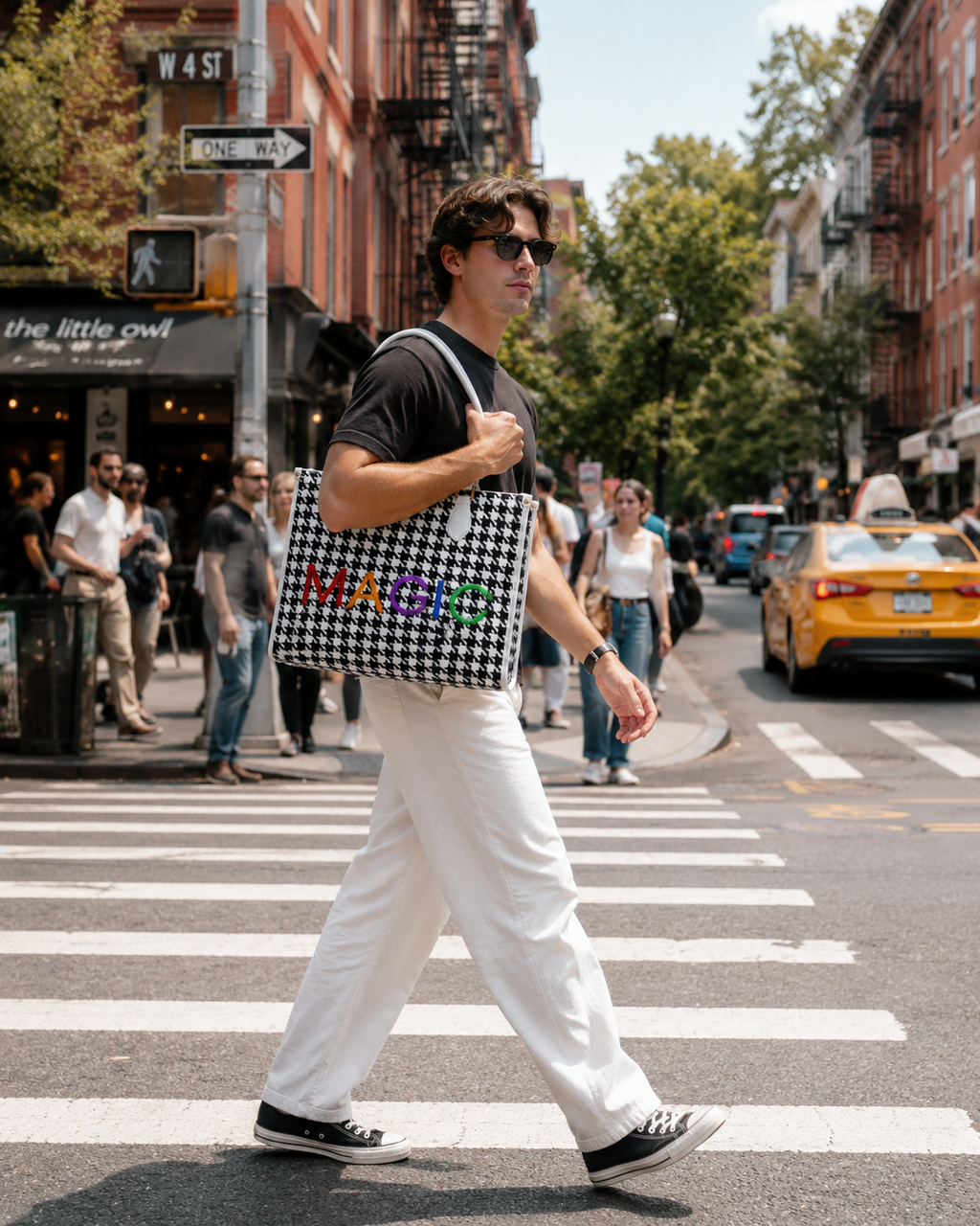 MAGIC HILL™ Houndstooth Vegan Leather Tote Bag – Multicolor MAGIC Designer Handbag