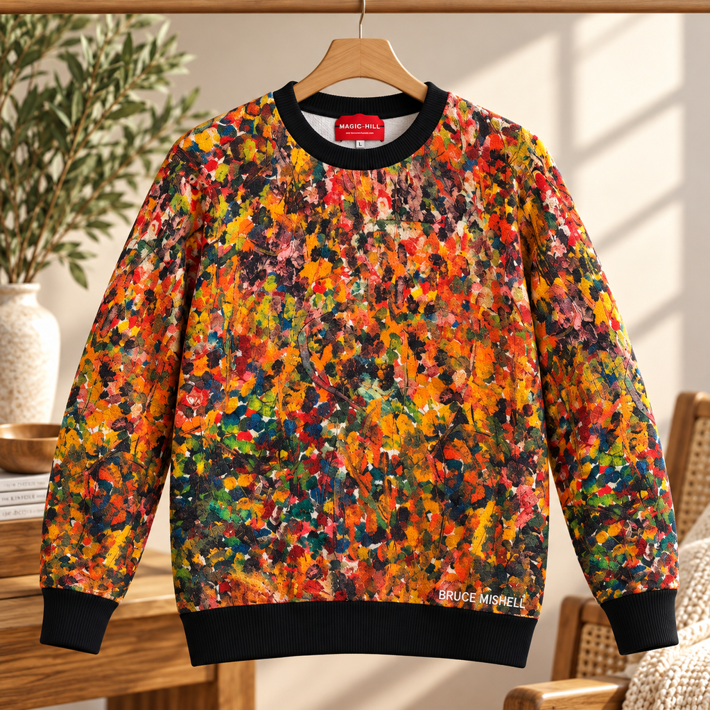 Bruce Mishell Art Collection – 100% Pima Cotton Abstract Print Sweater | Multicolor