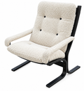 Curated 1960s Mid-Century Modern Ingmar Lounge Chair – Newly Upholstered in Ivory Bouclé