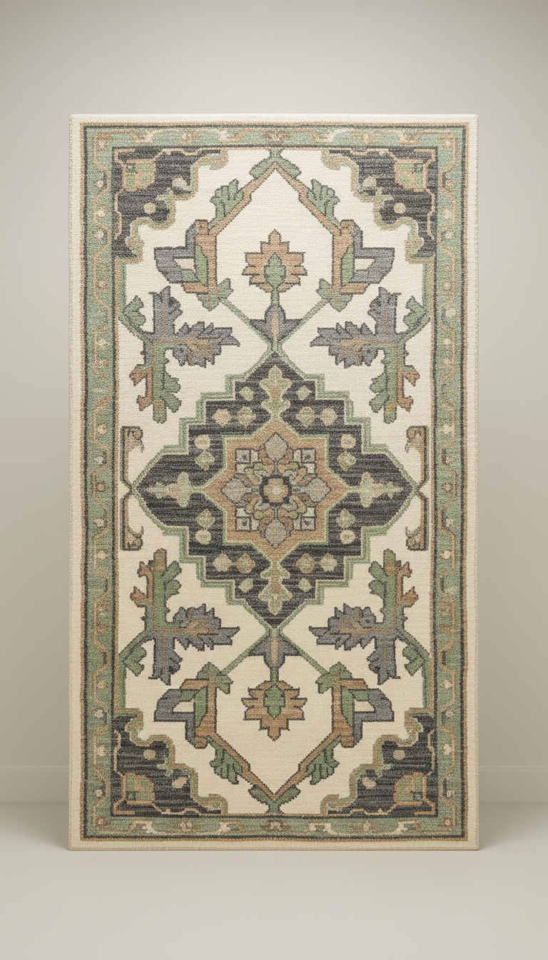 Persian wool rug hand-knotted motif