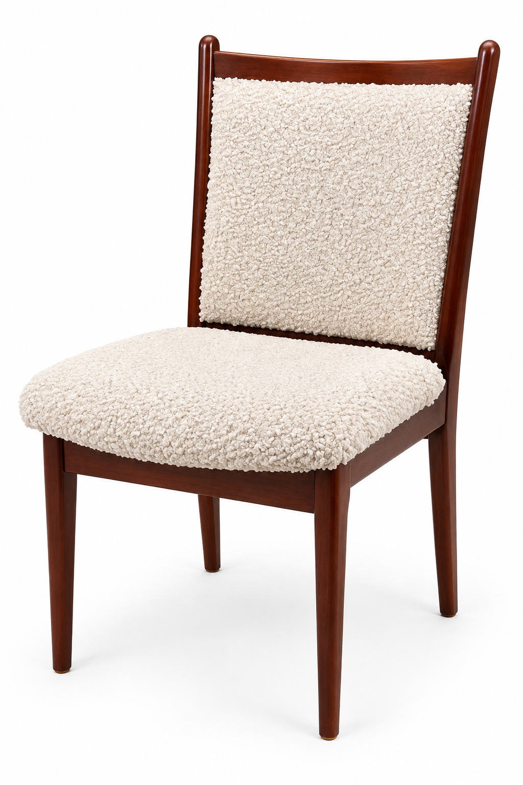 Set of 4 Mid-Century Modern Mahogany Dining Chairs with New Bouclé Upholstery, 1960s