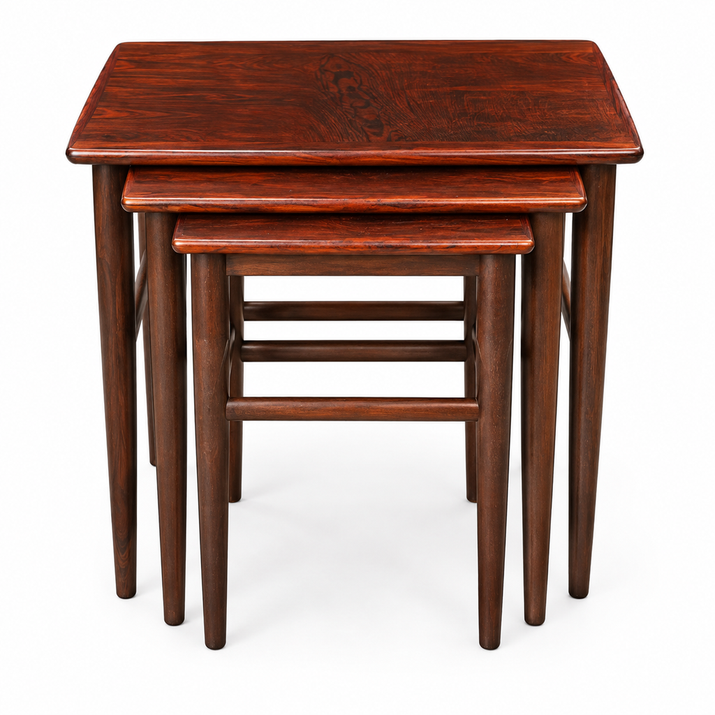 Mid-Century Danish Modern Rosewood Nesting Tables, Set of Three, Denmark, c. 1960s