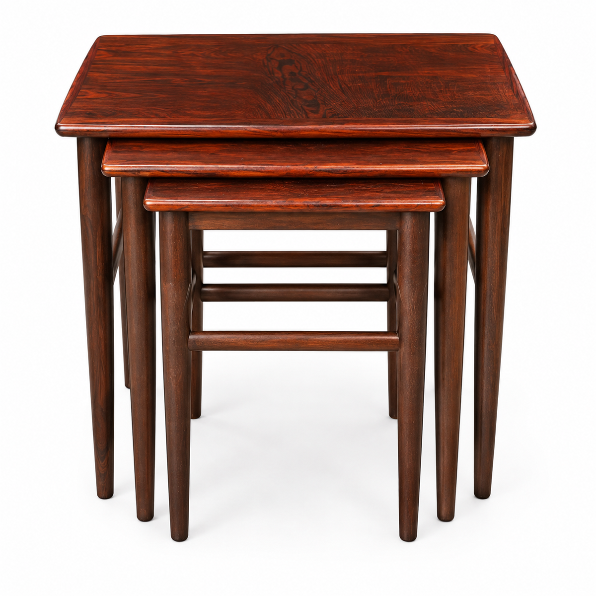 Mid-Century Danish Modern Rosewood Nesting Tables, Set of Three, Denmark, c. 1960s