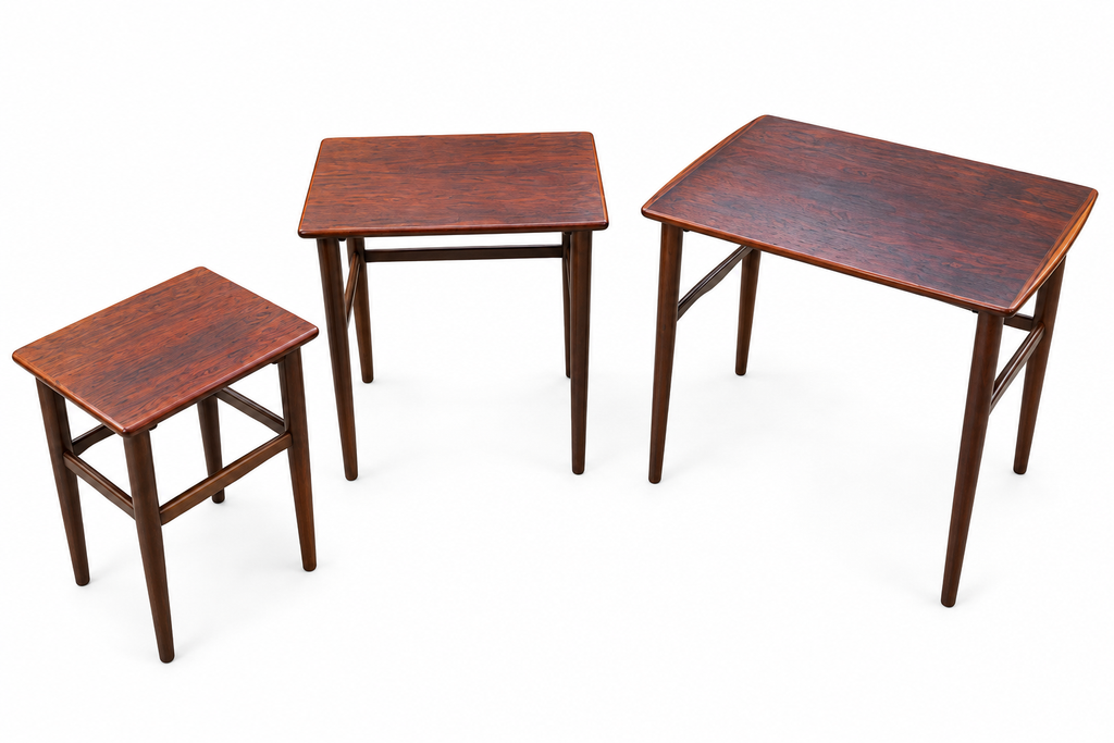 Mid-Century Danish Modern Rosewood Nesting Tables, Set of Three, Denmark, c. 1960s