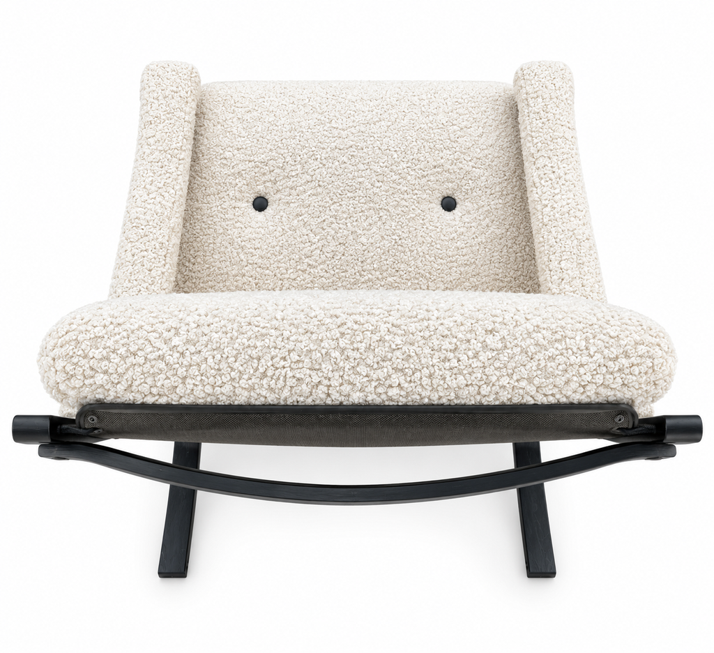 Curated 1960s Mid-Century Modern Ingmar Lounge Chair – Newly Upholstered in Ivory Bouclé