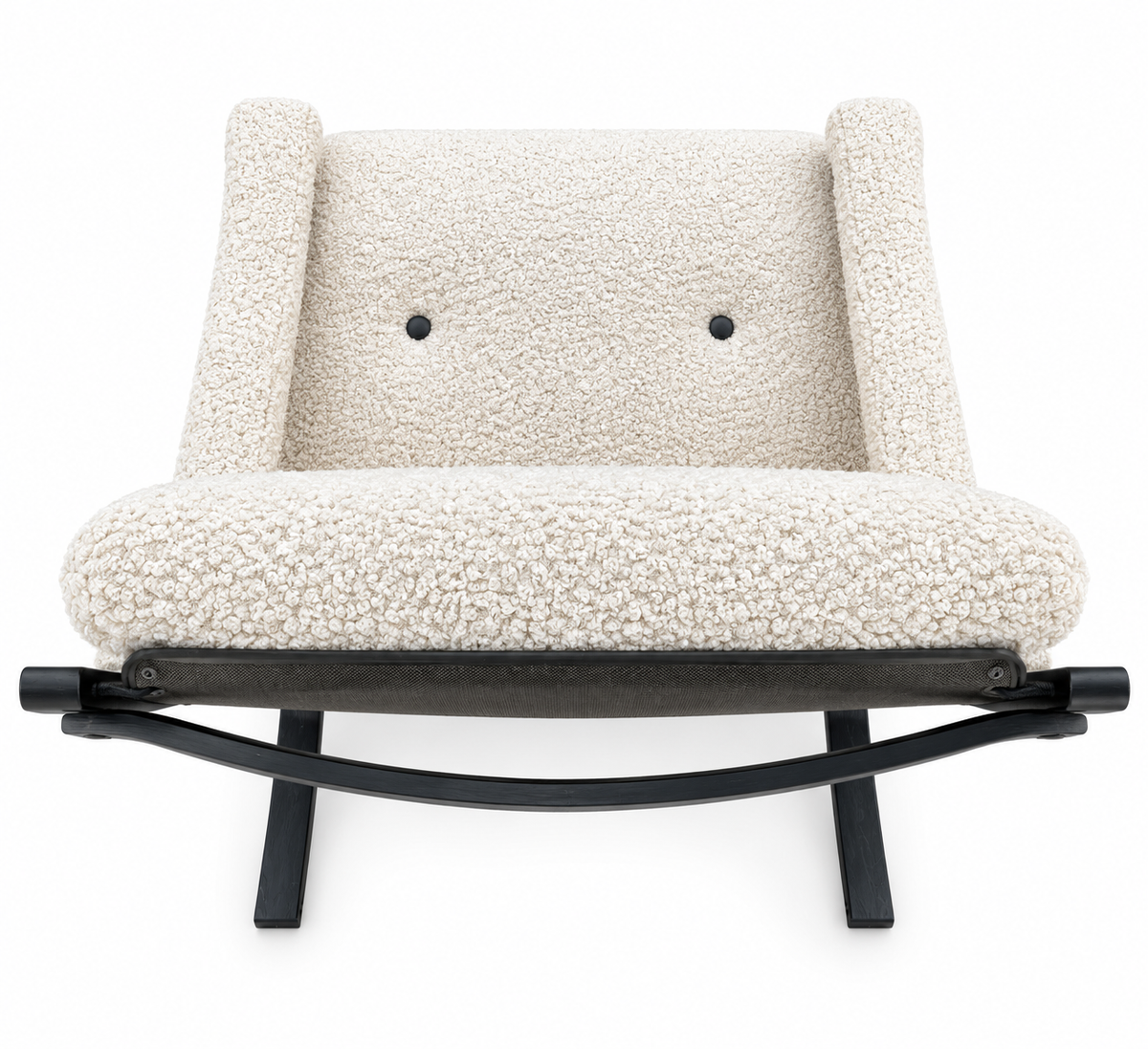 Curated 1960s Mid-Century Modern Ingmar Lounge Chair – Newly Upholstered in Ivory Bouclé