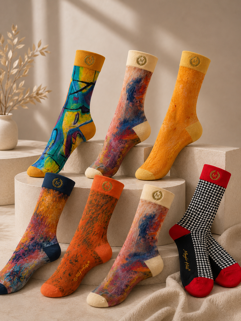 Bruce Mishell Art Unisex Cotton Blend Crew Socks – Colorful Wearable Art Collection