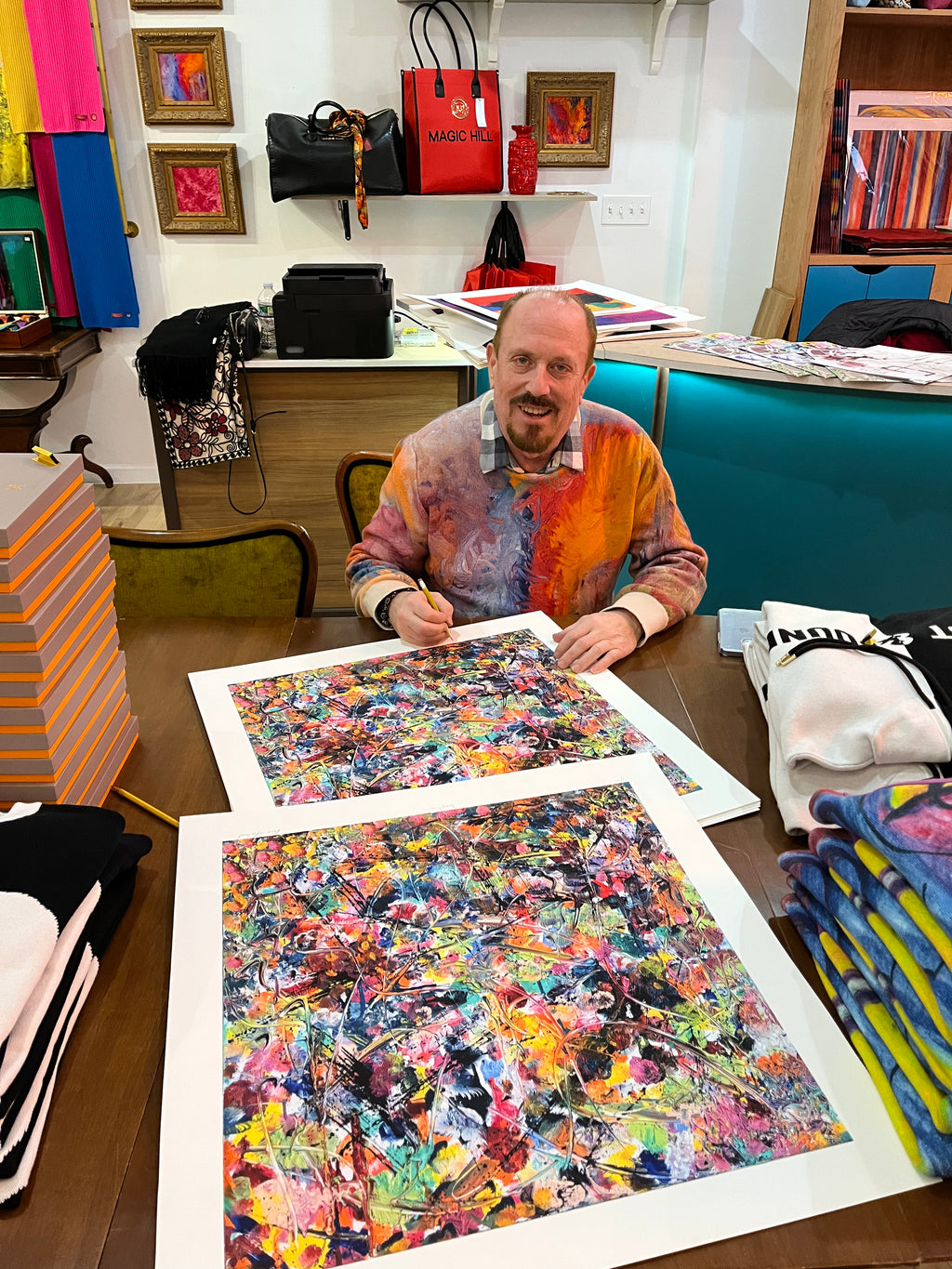 Bruce Mishell Art Collection – 100% Pima Cotton Abstract Print Sweater | Multicolor (Copy) (Copy) (Copy) (Copy) (Copy)