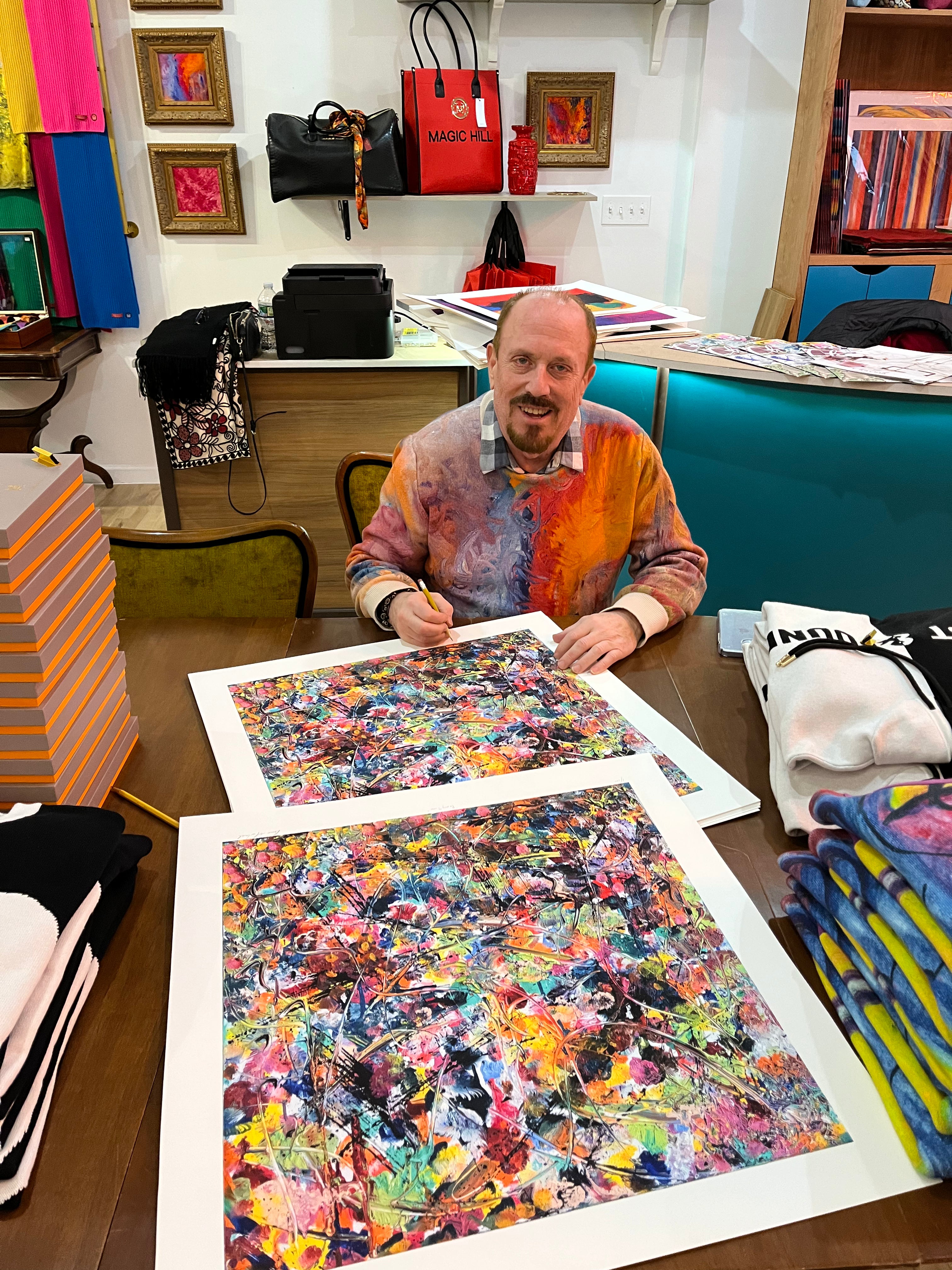 Bruce Mishell Art Collection – 100% Pima Cotton Abstract Print Sweater | Multicolor (Copy) (Copy) (Copy) (Copy) (Copy)