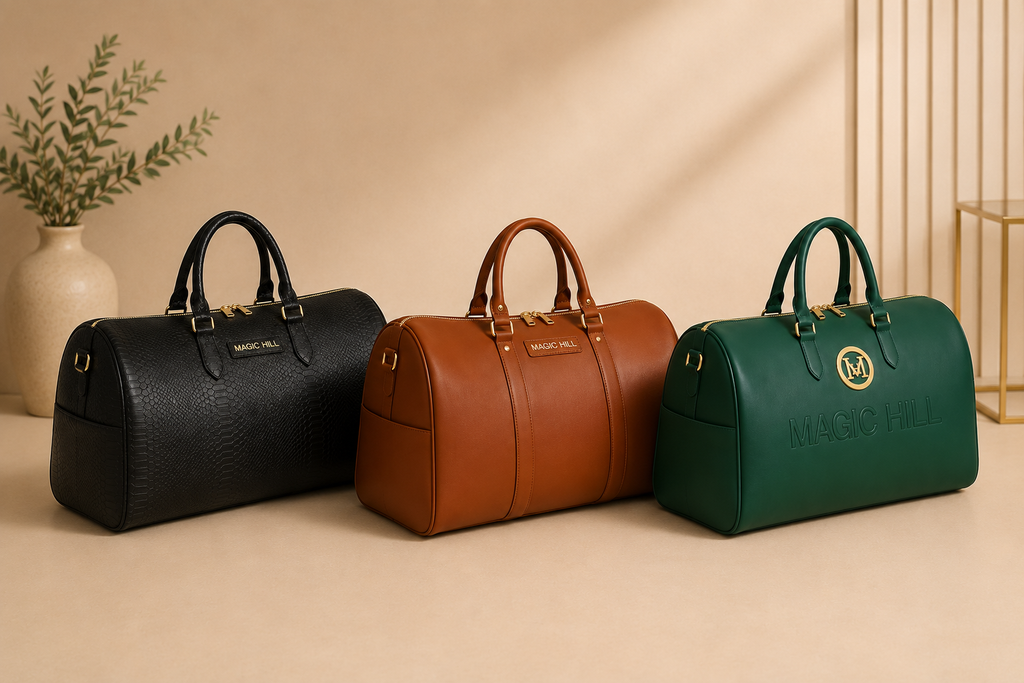 MAGIC HILL™ Vegan Leather Travel Duffle Bag – Luxury Weekender & Carry-On