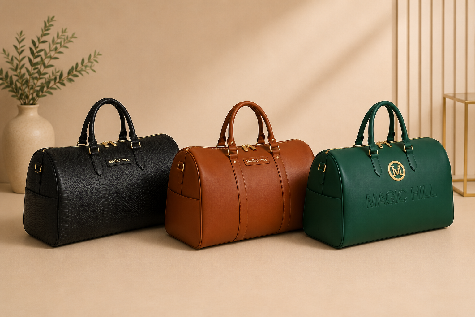 MAGIC HILL™ Vegan Leather Travel Duffle Bag – Luxury Weekender & Carry-On