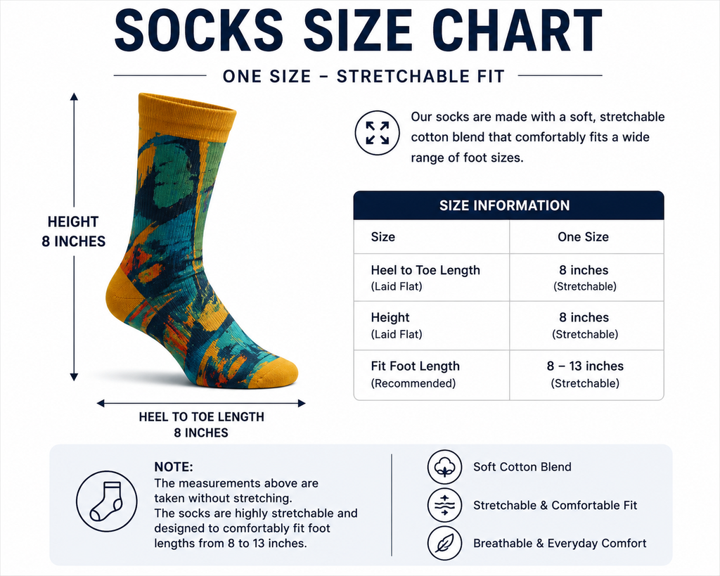 Bruce Mishell Art Unisex Cotton Blend Crew Socks – Colorful Wearable Art Collection
