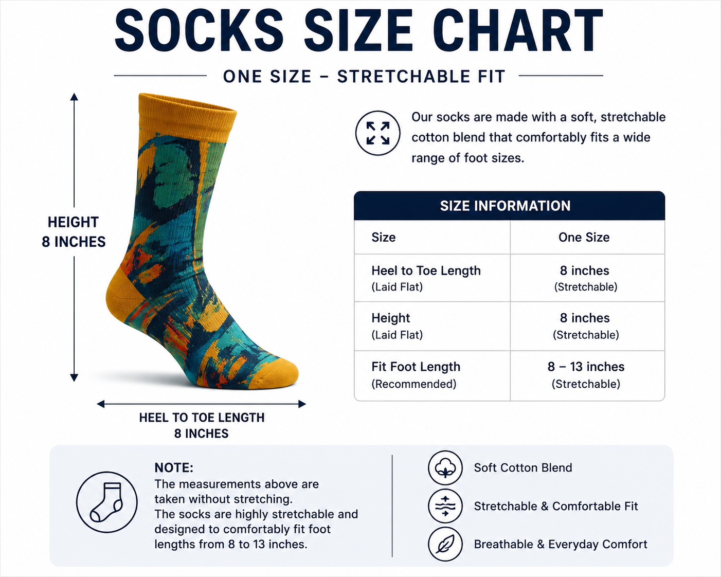 Bruce Mishell Art Unisex Cotton Blend Crew Socks – Colorful Wearable Art Collection