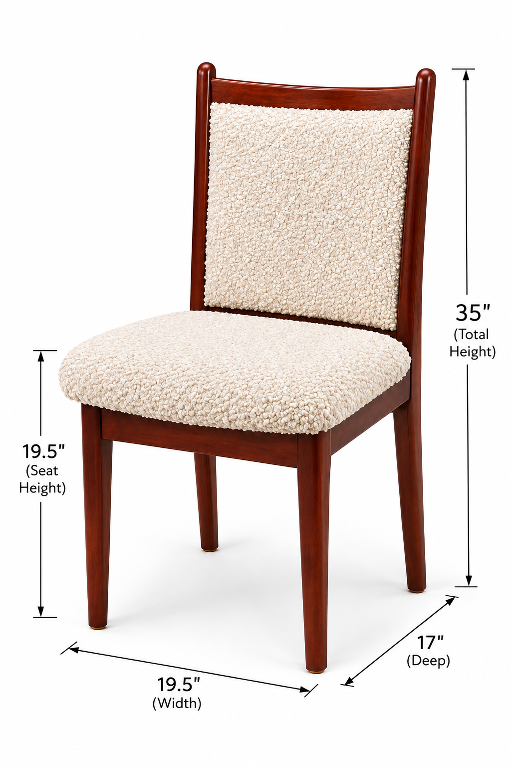 Set of 4 Mid-Century Modern Mahogany Dining Chairs with New Bouclé Upholstery, 1960s