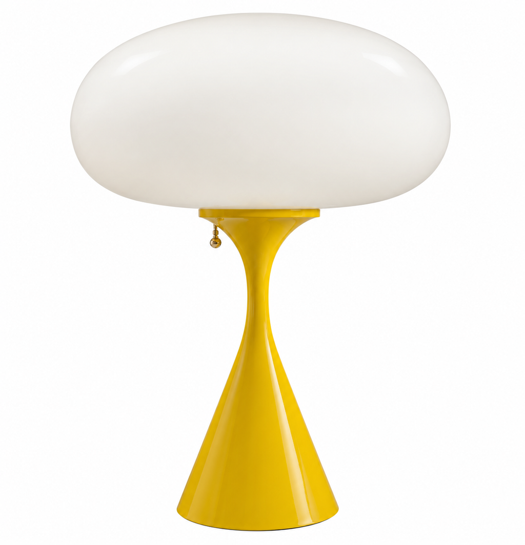 Laurel Style Mid-Century Modern Yellow Tulip Table Lamp with White Mushroom Shade