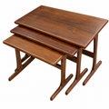 1960s Danish Modern Rosewood Nesting Tables – Set of 3 with Sculptural T-Shaped Bases