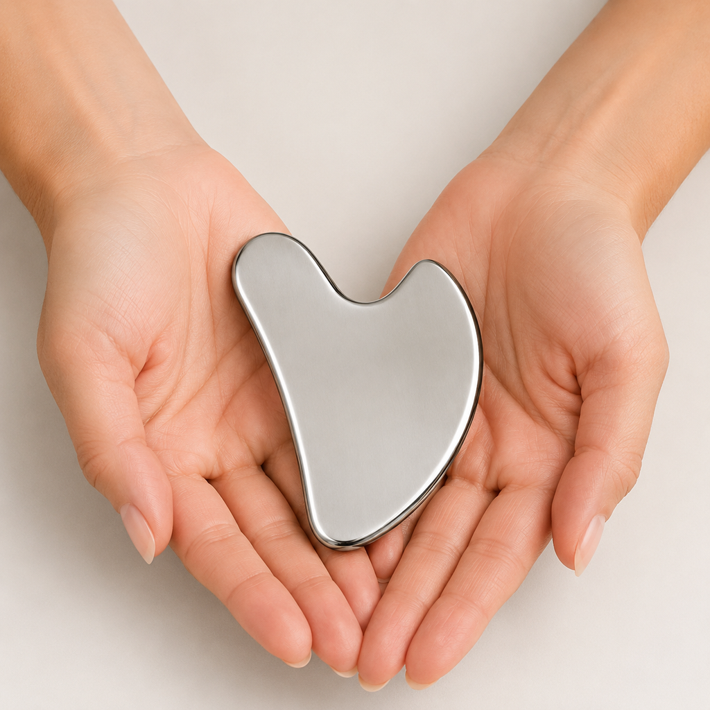 304 Real Stainless Steel GuaSha – Large Heart-Shaped Facial & Lymphatic Drainage Tool
