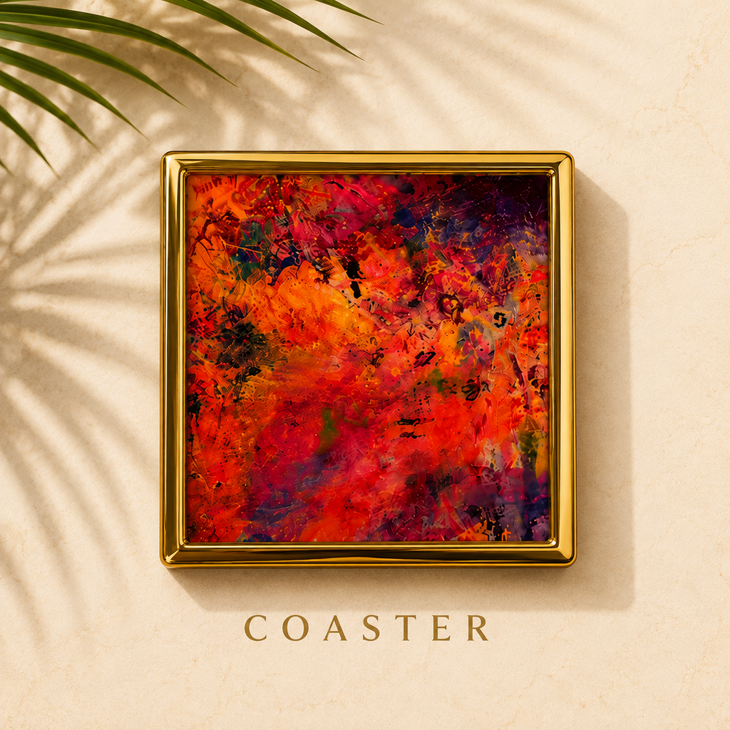 Bruce Mishell Art Coaster Set – 4 Ceramic Brass-Trim Coasters in Gift Box (Copy)